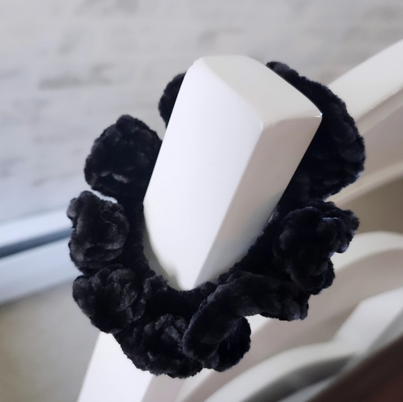 3/$15! Handmade Crocheted Black Velvet Yarn Scrunchie - Picture 3 of 4